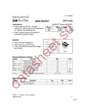 IRF7459TR datasheet  
